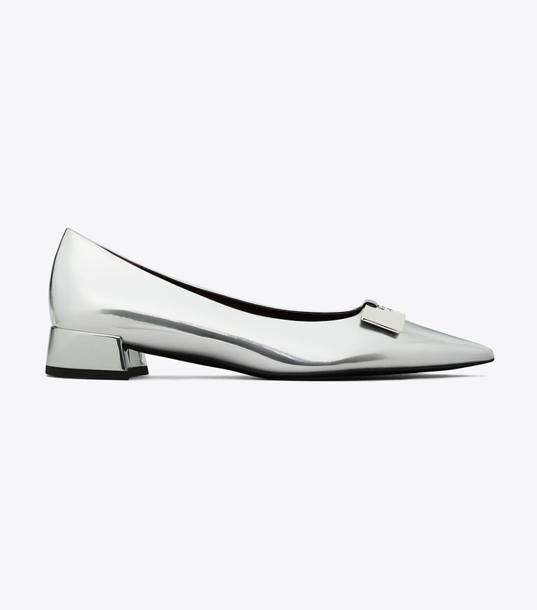 Tory Burch designer flats Gigi Petite Pump in ARGENTO / SILVER angle