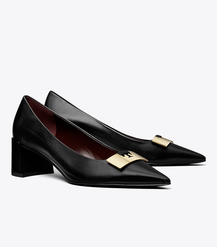 Tory Burch designer heels Gigi Pump in PERFECT BLACK / GOLD angle