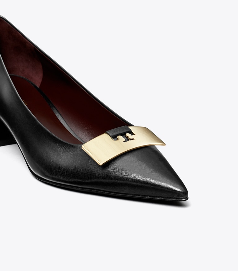 Tory Burch designer heels Gigi Pump in PERFECT BLACK / GOLD angle