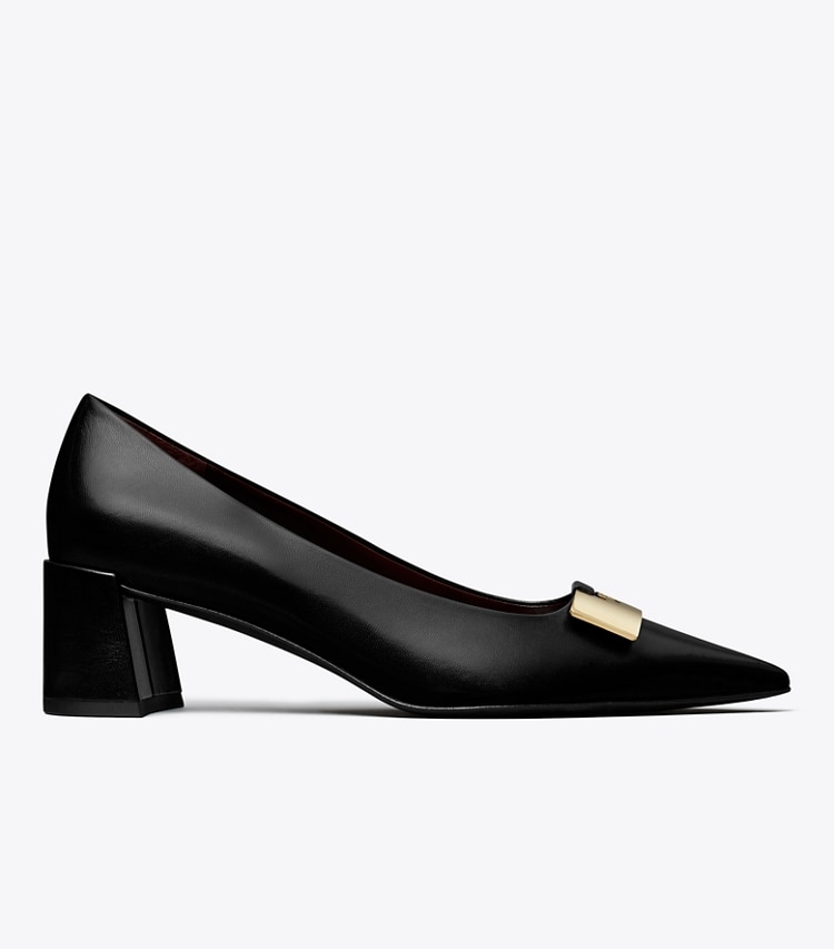 Tory Burch designer heels Gigi Pump in PERFECT BLACK / GOLD side
