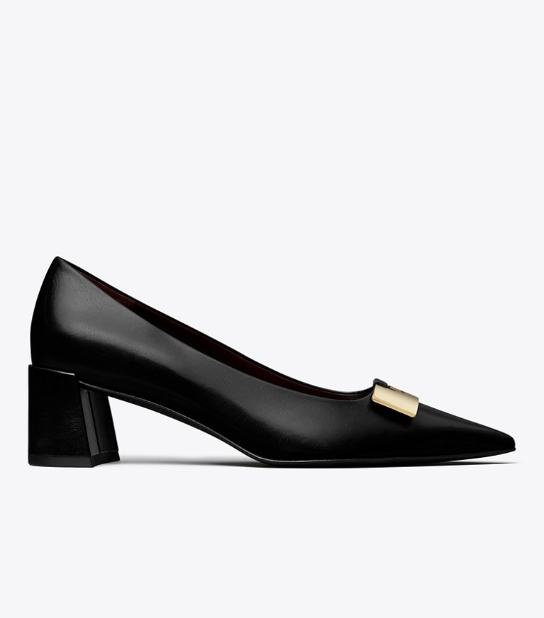 Tory Burch designer heels Gigi Pump in PERFECT BLACK / GOLD angle