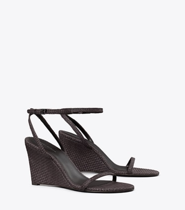Tory Burch designer sandals Gigi Raffia Wedge in COCOA angle