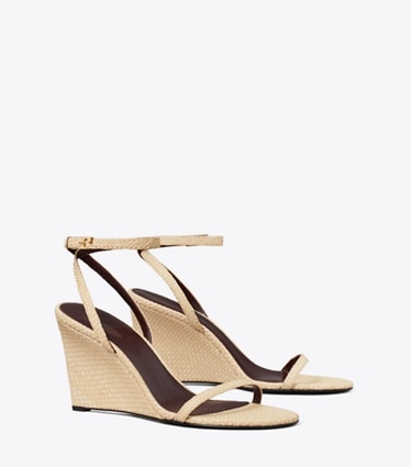 Tory Burch designer sandals Gigi Raffia Wedge in NATURAL angle