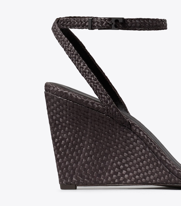 Tory Burch designer sandals Gigi Raffia Wedge in COCOA detail