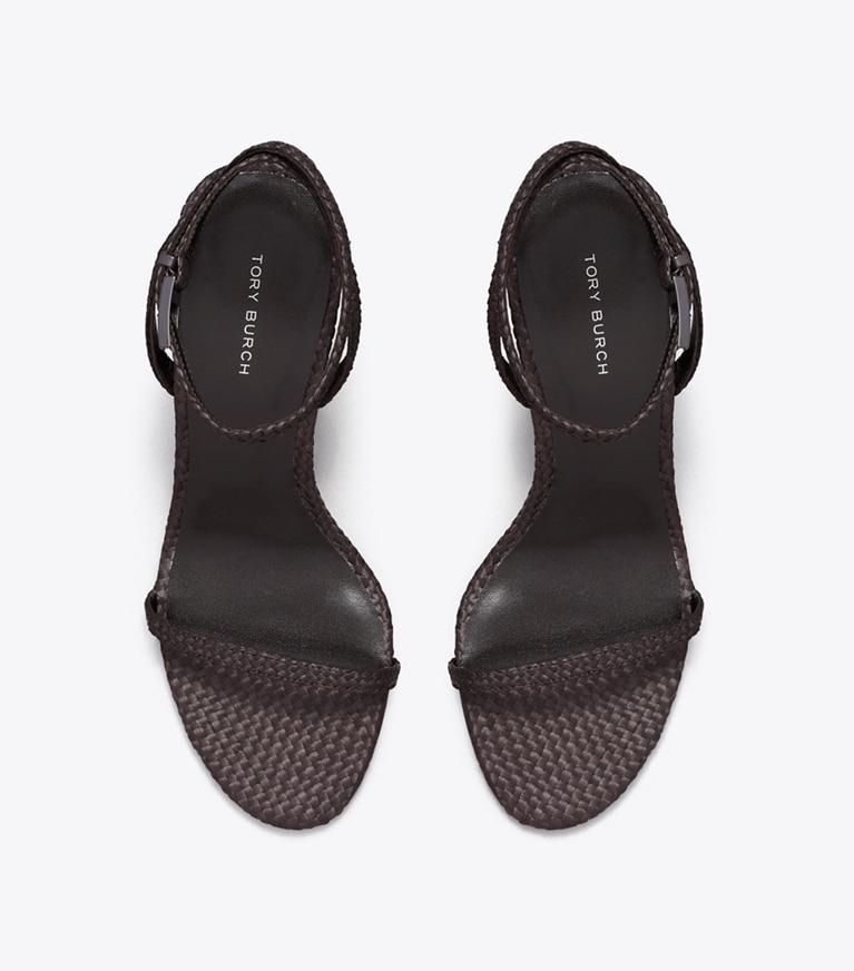 Tory Burch designer sandals Gigi Raffia Wedge in COCOA overhead