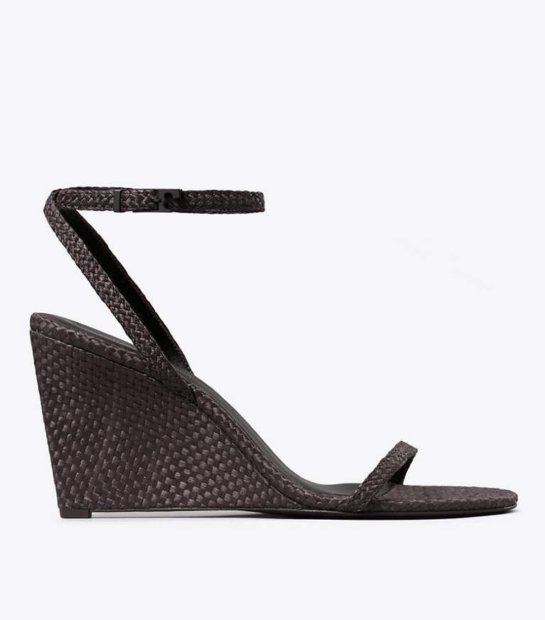 Tory Burch designer sandals Gigi Raffia Wedge in COCOA side