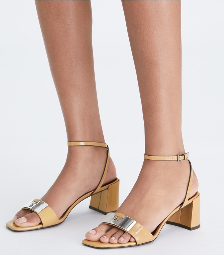 Tory Burch designer sandals Gigi Sandal in CANTUCCI / SILVER additional on model