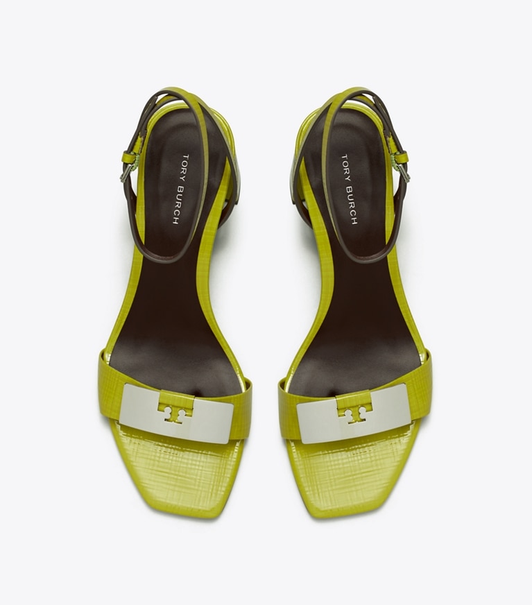 Tory Burch designer sandals Gigi Sandal in GREENWAY / SILVER angle