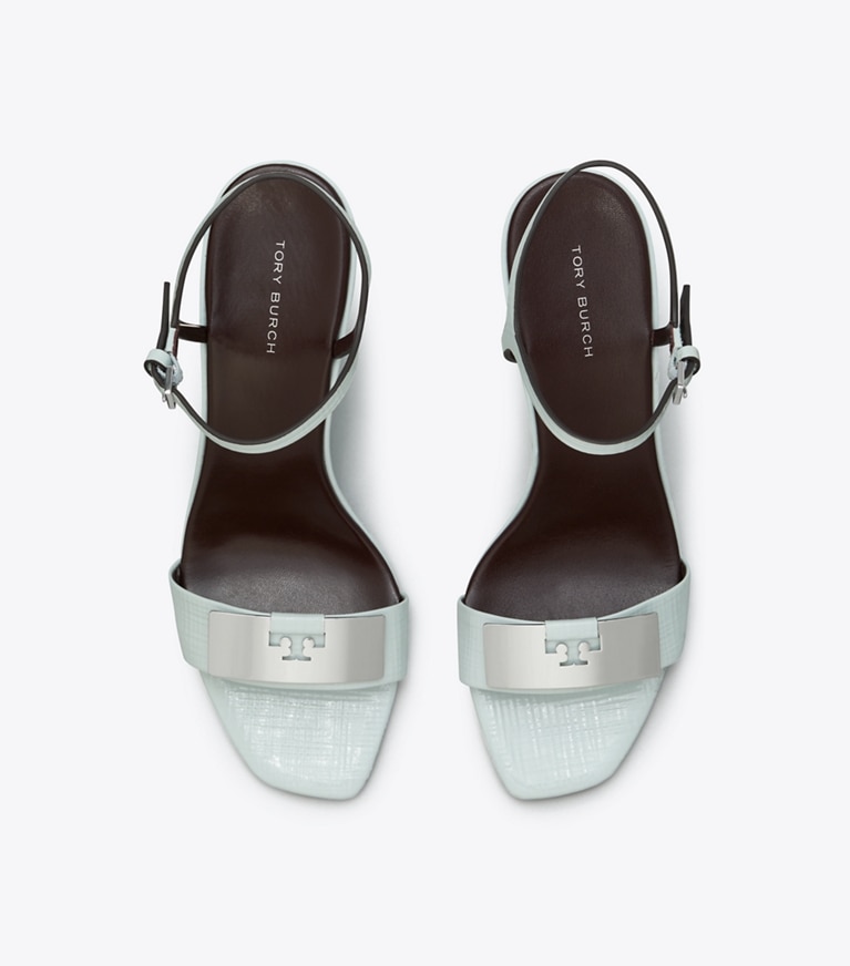 Tory Burch designer sandalen Gigi Sandale mit Keilabsatz in SUMMIT / SILVER angle