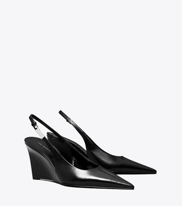 Tory Burch designer heels Gigi Slingback Wedge in PERFECT BLACK angle