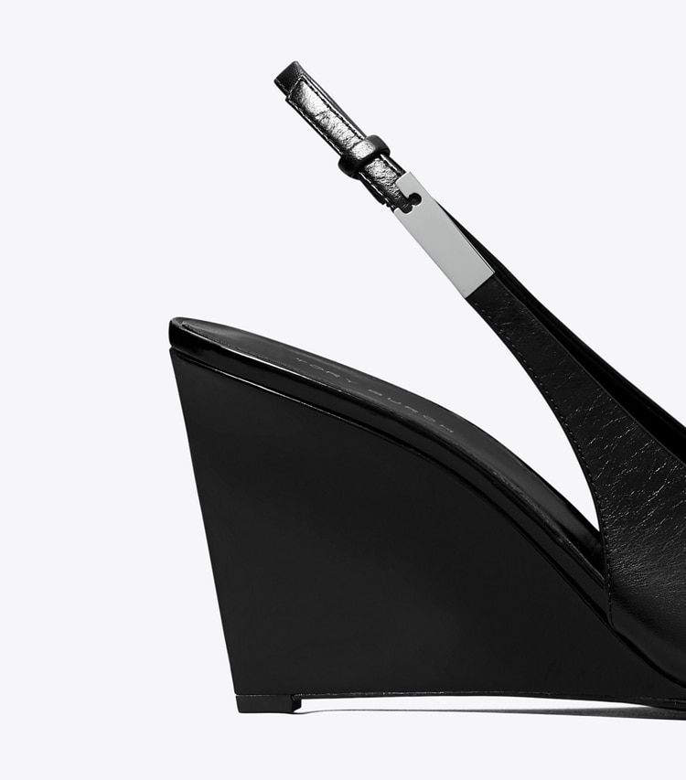 Tory Burch designer heels Gigi Slingback Wedge in PERFECT BLACK detail