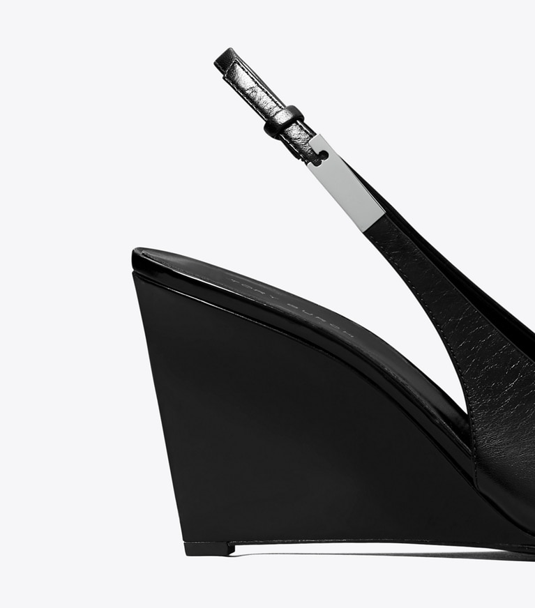 Tory Burch designer heels Gigi Slingback Wedge in PERFECT BLACK detail