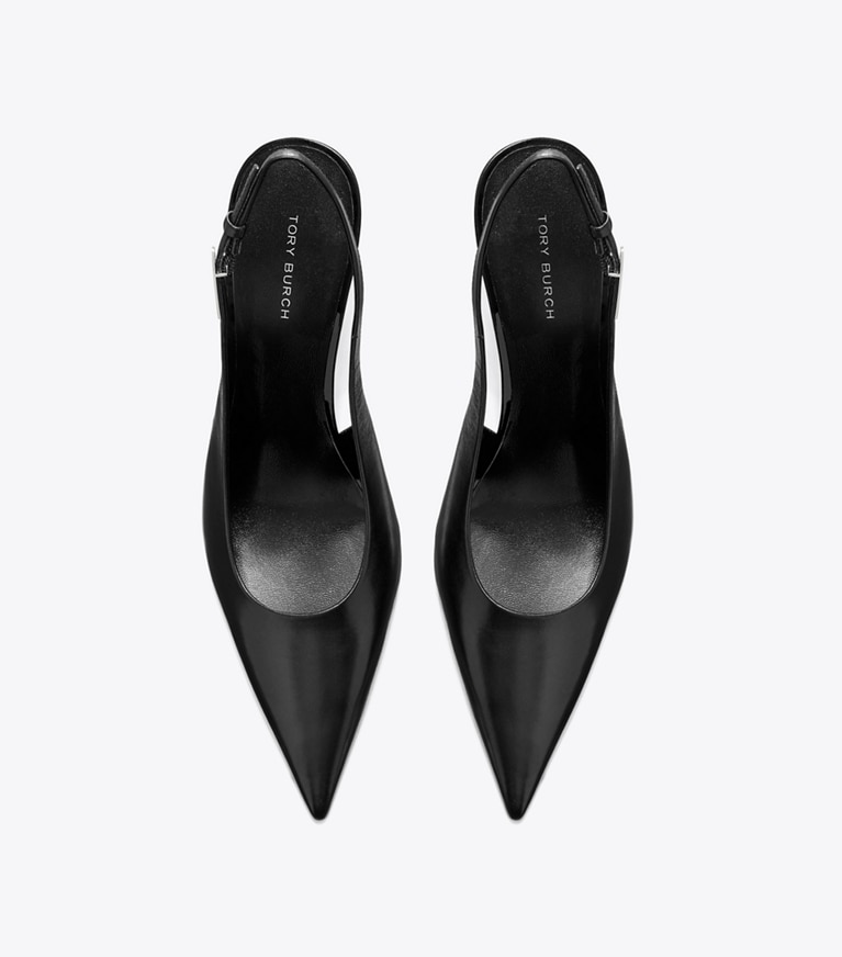 Tory Burch designer heels Gigi Slingback Wedge in PERFECT BLACK overhead