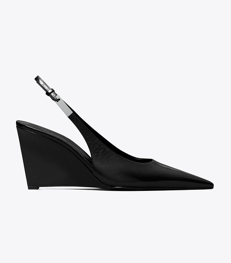 Tory Burch designer heels Gigi Slingback Wedge in PERFECT BLACK side