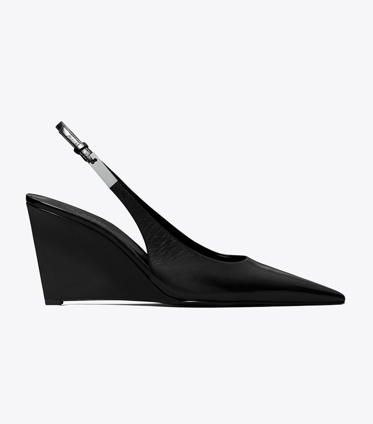 Tory Burch designer heels Gigi Slingback Wedge in PERFECT BLACK side