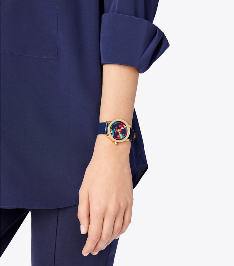 Gigi Watch, Blue Leather/Gold Tone, 36 X 42 MM: Women's Gigi Watch, Blue Leather/Gold Tone, 36 X 42 MM: Women's