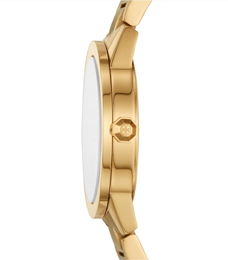 Tory Burch designer strap watches Gigi Watch, Gold Tone/Cream, 36 X 42 MM in Gold/Ivory side