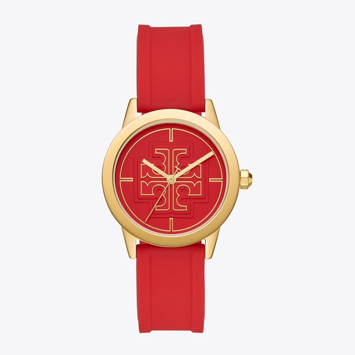 Gigi Watch, Red Silicone/Gold Tone, 36 X 42 MM: Women's Designer Strap  Watches | Tory Burch