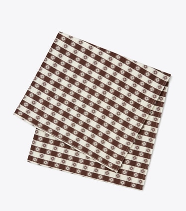 Tory Burch designer linens Gingham 70" Square Tablecloth in Brown front