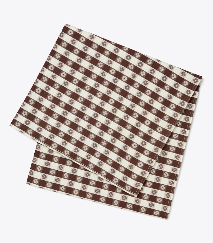 Tory Burch designer linens Gingham 70" Square Tablecloth in Brown front