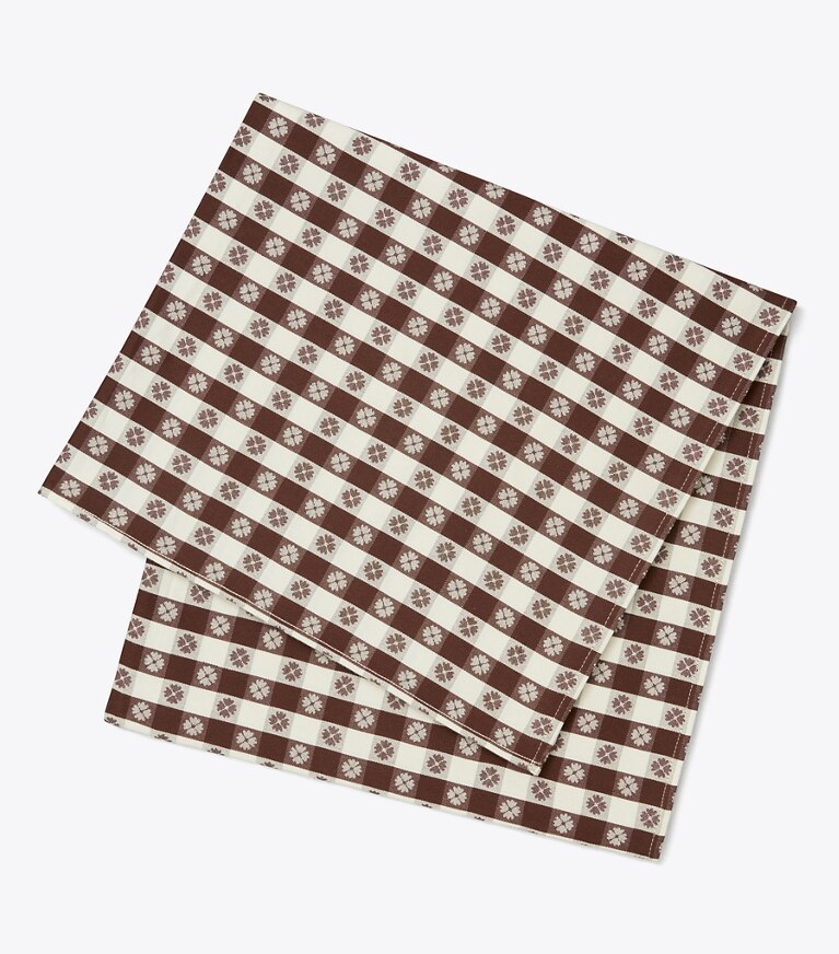 Tory Burch designer linens Gingham 70" Square Tablecloth in Brown front