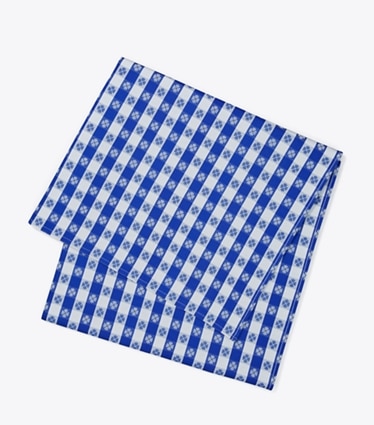 Tory Burch designer linens Gingham 70" Square Tablecloth in Blue front