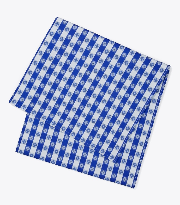 Tory Burch designer linens Gingham 70" Square Tablecloth in Blue front