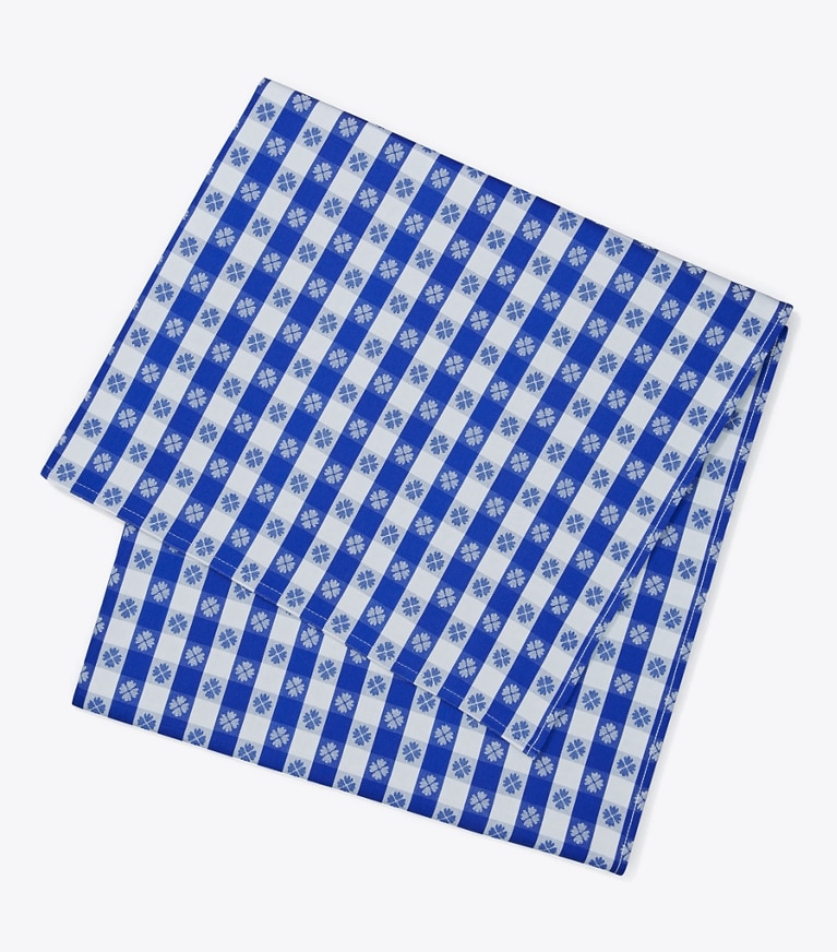 Tory Burch designer linens Gingham 70" Square Tablecloth in Blue front
