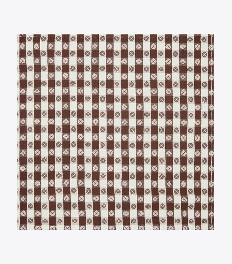 Tory Burch designer linens Gingham Dinner Napkin, Set of 4 in Brown front