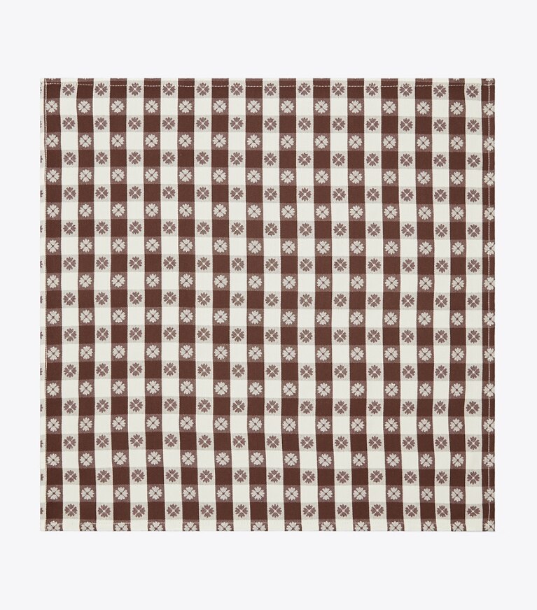 Tory Burch designer linens Gingham Dinner Napkin, Set of 4 in Brown front
