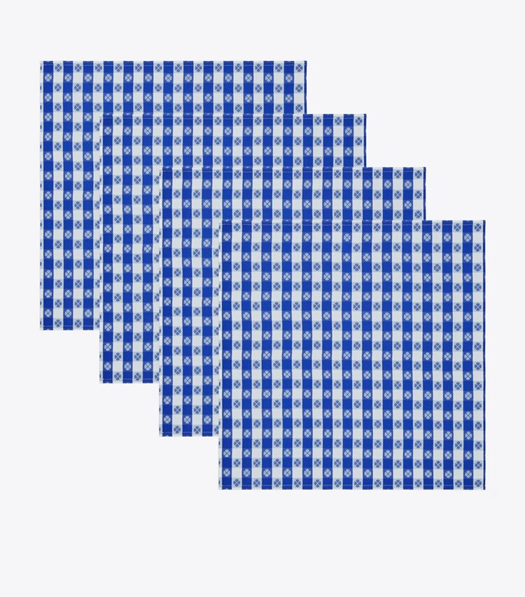 Tory Burch designer linens Gingham Dinner Napkin, Set of 4 in Blue group