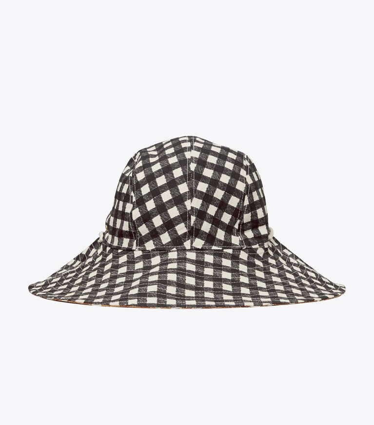 Black Gingham Draw String Bucket Hat