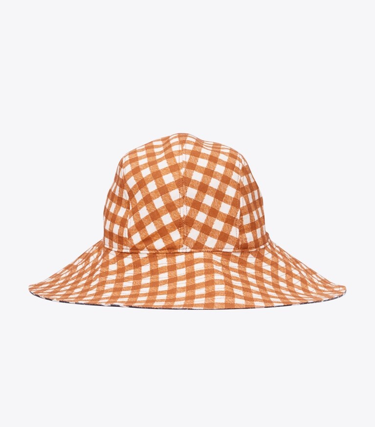 Tory Burch designer hats Gingham Reversible Bucket Hat in GINGHAM /  GINGHAM front