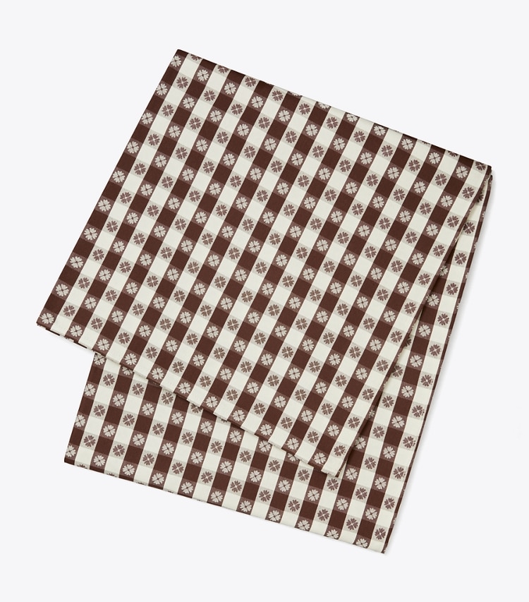 Tory Burch designer linens Gingham Tablecloth, 120" x 70" in Brown front