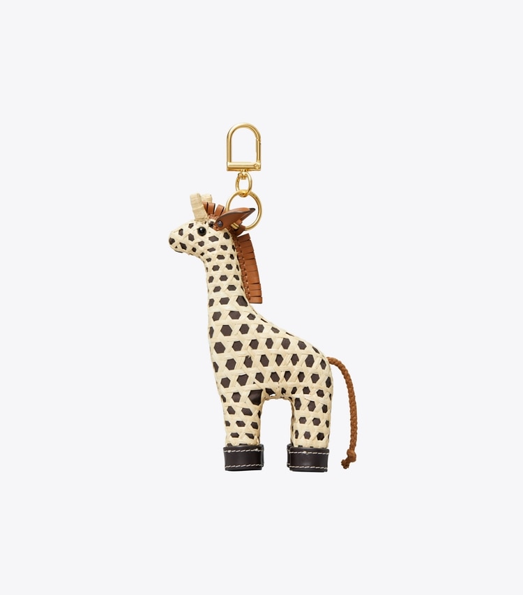 Tory Burch designer bag charms & key rings Giraffe Key Ring in Natural front