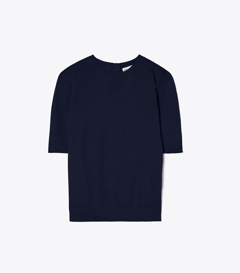 Tory Burch designer maglioni Girocollo a maniche corte in Navy front
