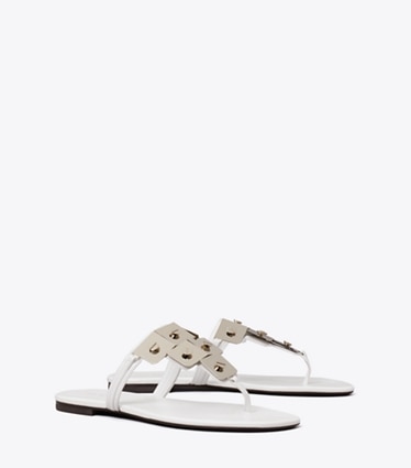 Tory Burch designer sandals Gladiator Capri Sandal in CIRRUS CLOUD angle