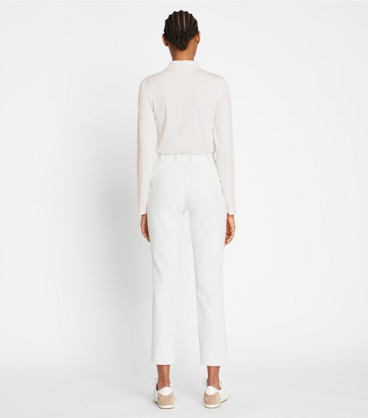 Tory Burch designer unterteile Golfhose aus Funktionstwill in Snow White on model back