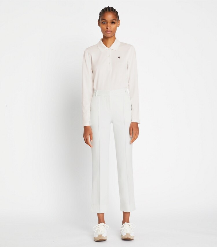 Tory Burch designer unterteile Golfhose aus Funktionstwill in Snow White modell von vorn