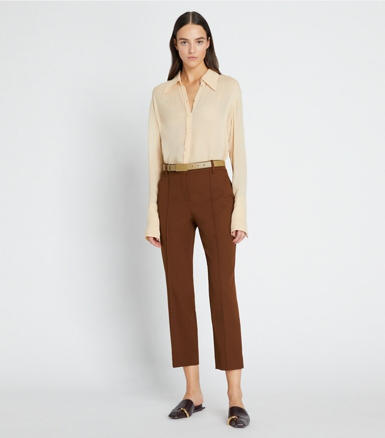 Tory Sport designer unterteile Golfhose aus Funktionstwill in Mocha Chip front