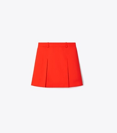 Tory Burch designer unterteile Golfrock aus Nylon mit Falten auf der Vorderseite in Blazing Red front