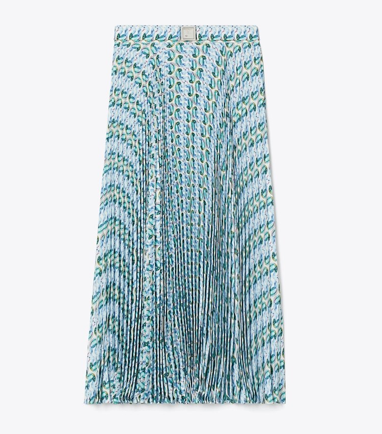 Tory Burch designer pantaloni Gonna a pieghe in viscosa in Blue Glass Swan Allover front