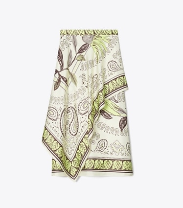 Tory Burch designer pantaloni Gonna a portafoglio in seta in Mint Cockatoo front