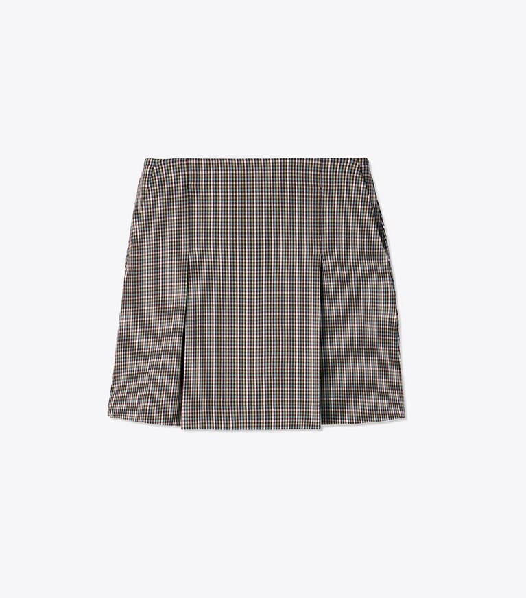 Tory Sport designer pantaloni Gonna da golf con pieghe in twill in Winetasting Pincheck Plaid front