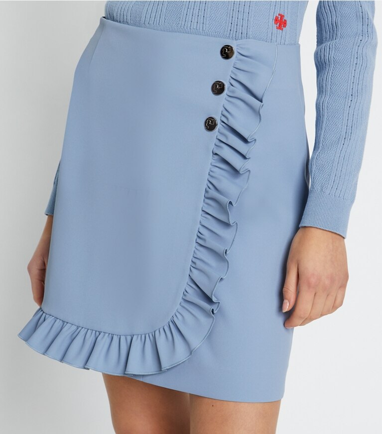 Tory Sport designer pantaloni Gonna da golf in twill tecnico con ruches in Seafaring front