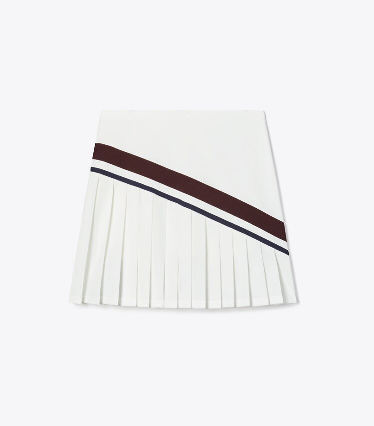Tory Sport designer pantaloni Gonna da tennis a pieghe chevron in Snow White / Winetasting front