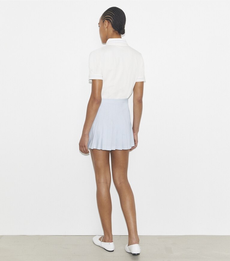 Tory Sport designer pantaloni Gonna da tennis a pieghe in twill in Light Blue front