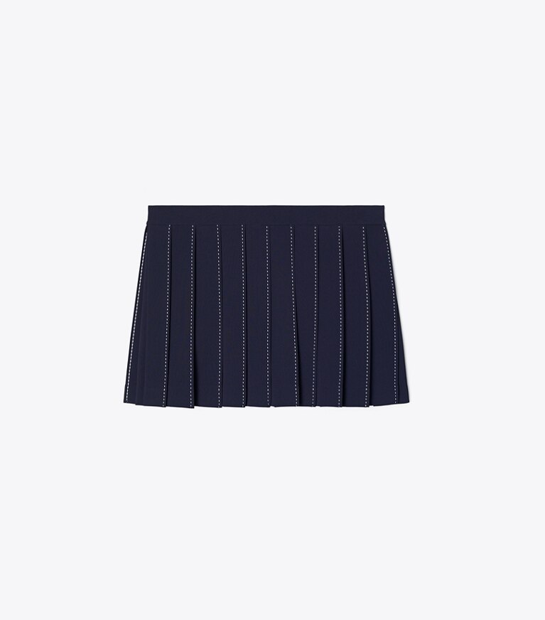 Tory Sport designer pantaloni Gonna da tennis elasticizzata con pieghe cucite in Tory Navy front