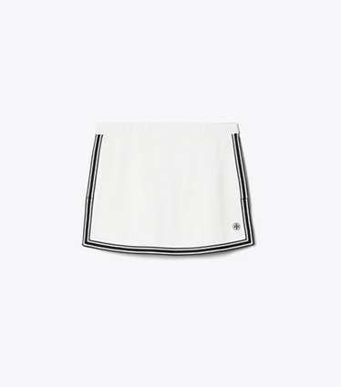 Tory Sport designer pantaloni Gonna da tennis in piqué tecnico con spacchi laterali in Snow White front