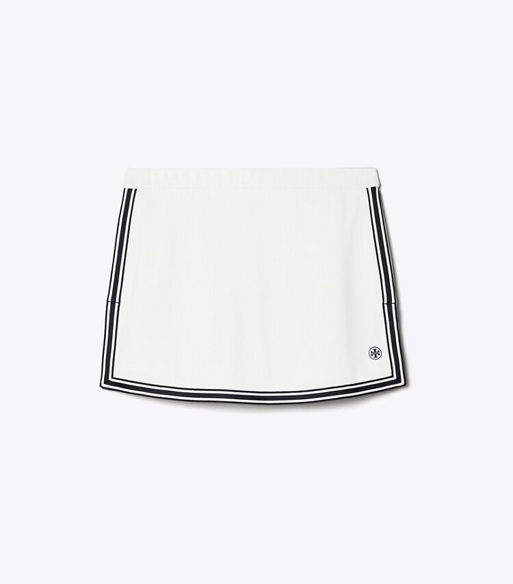 Tory Sport designer pantaloni Gonna da tennis in piqué tecnico con spacchi laterali in Snow White front
